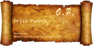 Orlik Patrik névjegykártya